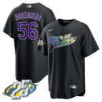 Randy Arozarena 56 Tampa Bay Rays 25th Anniversary Patch Men Jersey - Black