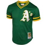 Rickey Henderson Oakland Athletics Mitchell & Ness 1991 Cooperstown Mesh Batting Practice Jersey - Green