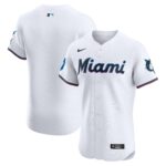 Miami Marlins  Home Elite Patch Jersey - White