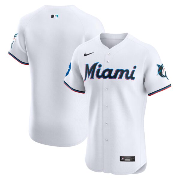Miami Marlins  Home Elite Patch Jersey - White