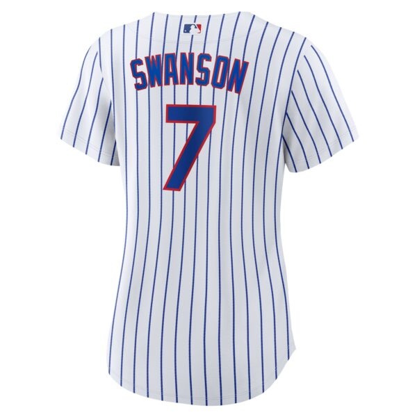 Dansby Swanson Chicago Cubs  Women's Home Replica Player Jersey - White/Royal