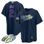 Yandy Diaz 2 Tampa Bay Rays 25th Anniversary Patch Men Jersey - Navy