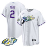 Yandy Diaz 2 Tampa Bay Rays 25th Anniversary Patch Men Jersey - White
