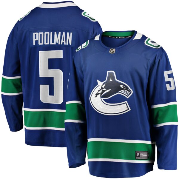 Tucker Poolman Vancouver Canucks Fanatics Home Premier Breakaway Player Jersey - Blue
