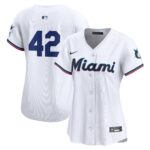 Miami Marlins  Women's 2024 Jackie Robinson Day Home Limited Jerseyu00c2u00a0u00e2u20acu201c White