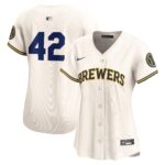 Milwaukee Brewers  Women's 2024 Jackie Robinson Day Home Limited Jerseyu00c2u00a0u00e2u20acu201c Cream