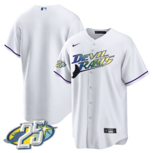 Tampa Bay Rays 25th Anniversary Patch Men Jersey - White