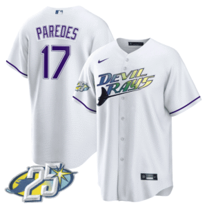 Isaac Paredes 17 Tampa Bay Rays 25th Anniversary Patch Men Jersey - White