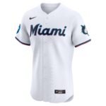 Miami Marlins  Home Elite Custom Patch Jersey - White