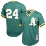 Rickey Henderson Oakland Athletics Mitchell & Ness Cooperstown Collection Big & Tall Mesh Batting Practice Jersey - Green