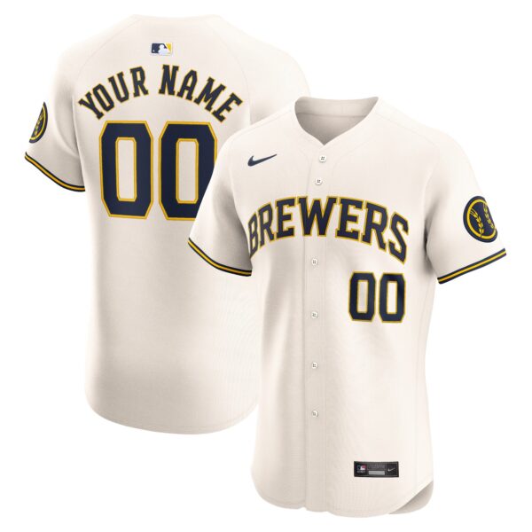 Milwaukee Brewers  Home Elite Custom Jersey - Cream