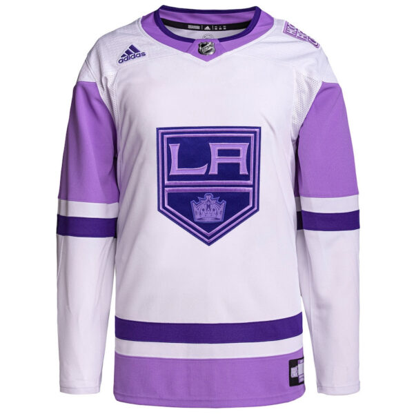 Los Angeles Kings Hockey Fights Cancer Primegreen Custom Men Jersey - White/Purple