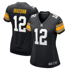 Terry Bradshaw 12 Pittsburgh Steelers Women Retired Jersey - Black