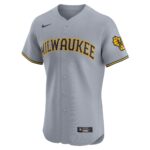 Milwaukee Brewers  Road Vapor Premier Elite Patch Jersey - Gray