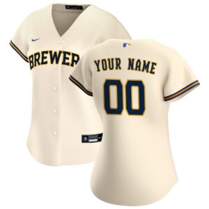 Milwaukee Brewers  Women's Home Replica Custom Jersey - Cream