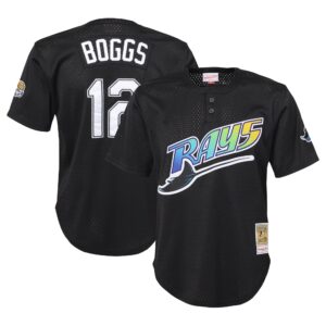 Wade Boggs Tampa Bay Rays Mitchell & Ness Youth Cooperstown Collectionu00c2u00a0Mesh Batting Practice Jersey - Black
