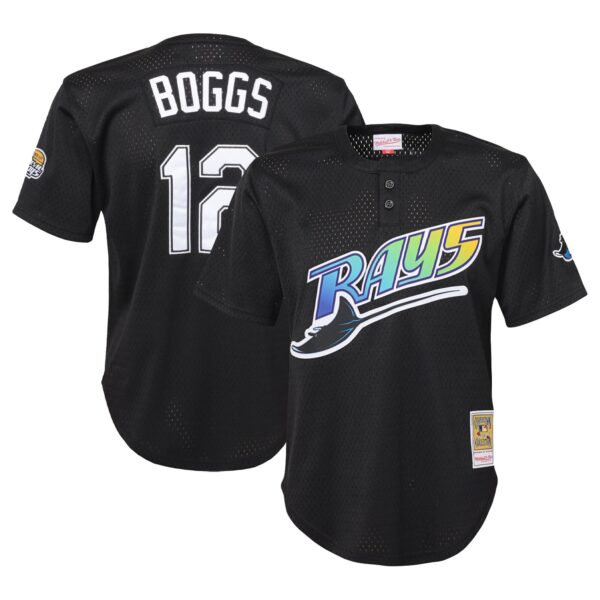 Wade Boggs Tampa Bay Rays Mitchell & Ness Youth Cooperstown Collectionu00c2u00a0Mesh Batting Practice Jersey - Black