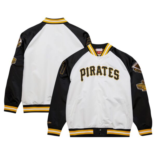 Roberto Clemente Pittsburgh Pirates Mitchell & Ness Cooperstown Collection Legends Lightweight Satin Raglan Full-Snap Jacket - White/Black