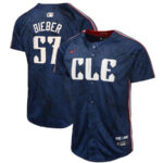 Shane Bieber 57 Cleveland Guardians 2024 City Connect Limited YOUTH Jersey - Navy