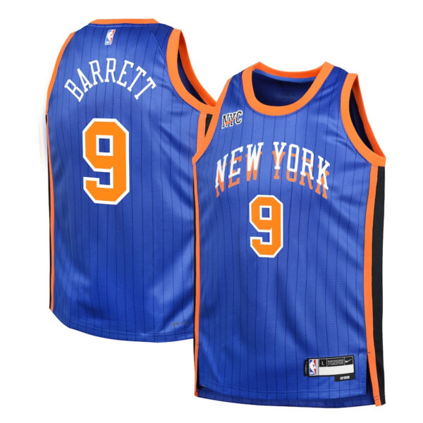 RJ Barrett 9 New York Knicks 2023/24 City Edition Swingman YOUTH Jersey - Blue