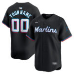 Miami Marlins Alternate Limited Custom Men Jersey - Black