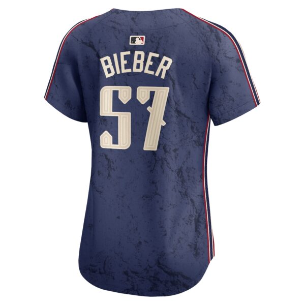 Shane Bieber Cleveland Guardians  Women's 2024 City Connect Limited Jersey - Navy