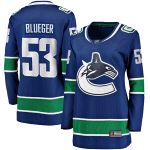 Teddy Blueger Vancouver Canucks Fanatics Women's Home Breakaway Player Jersey - Blue