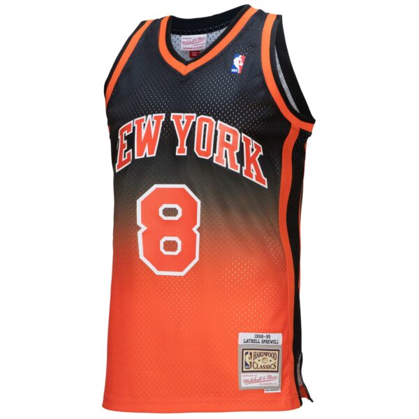 Latrell Sprewell New York Knicks Mitchell & Ness 1998/99 Hardwood Classics Fadeaway Swingman Player Jersey - Orange/Black
