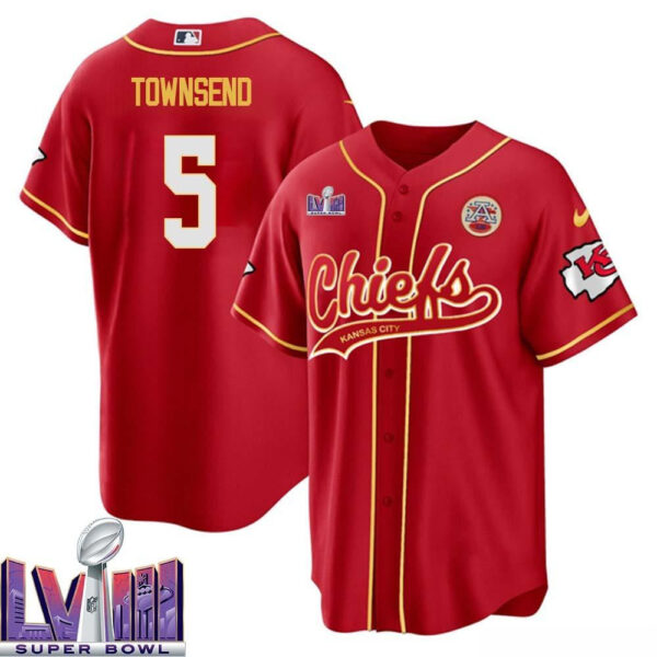 Tommy Townsend 5 Kansas City Chiefs Super Bowl LVIII Baseball Men Jersey - Red