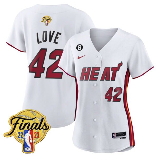 Kevin Love 42 Miami Heat 2023 Finals Baseball Women Jersey - Association