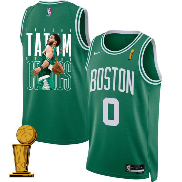 Jayson Tatum 0 Signed Best Moments At Boston Celtics 2024 Icon Edition Jersey - Final Champions Patch - Green