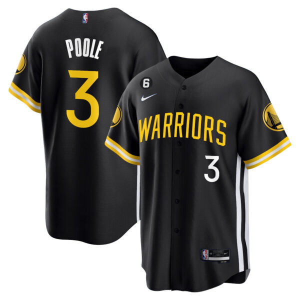 Jordan Poole 3 Golden State Warriors Baseball Men Jersey - Black