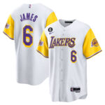 LeBron James 6 Los Angeles Lakers Color Sleeves Baseball Men Jersey - White