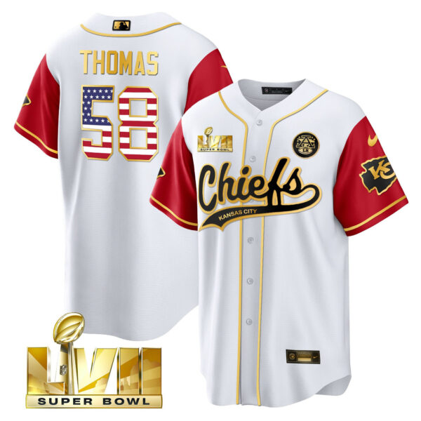 Derrick Thomas 58 Kansas City Chiefs Super Bowl LVII Patch Flag Men Jersey - Color Sleeve