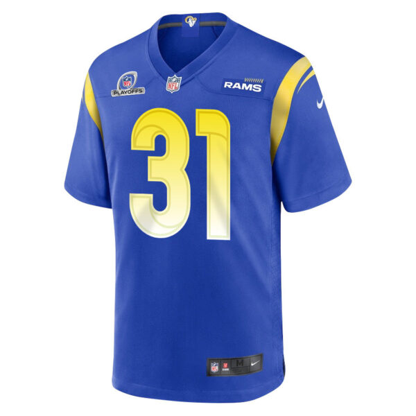 Nick Hampton 31 Los Angeles Rams 2023 Playoffs Patch Game Men Jersey - Royal
