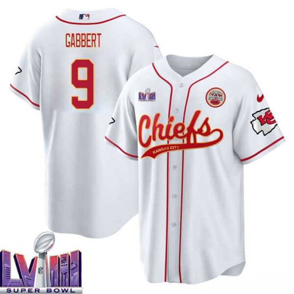 Blaine Gabbert 9 Kansas City Chiefs Super Bowl LVIII Baseball Men Jersey - White