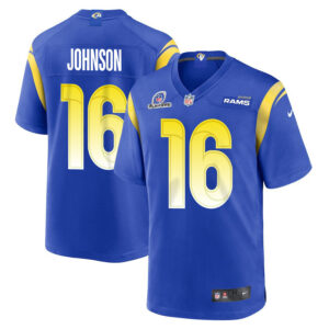 Tyler Johnson 16 Los Angeles Rams 2023 Playoffs Patch Game Men Jersey - Royal