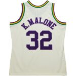 Karl Malone Utah Jazz Mitchell & Ness Chainstitch Swingman Jersey - Cream
