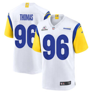Keir Thomas 96 Los Angeles Rams 2023 Playoffs Patch Game Men Jersey - White