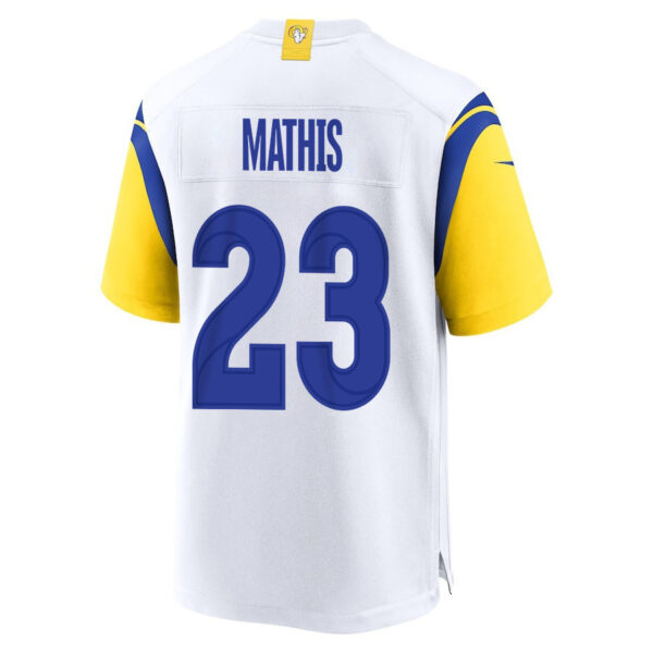 Ochaun Mathis 32 Los Angeles Rams 2023 Playoffs Patch Game Men Jersey - White