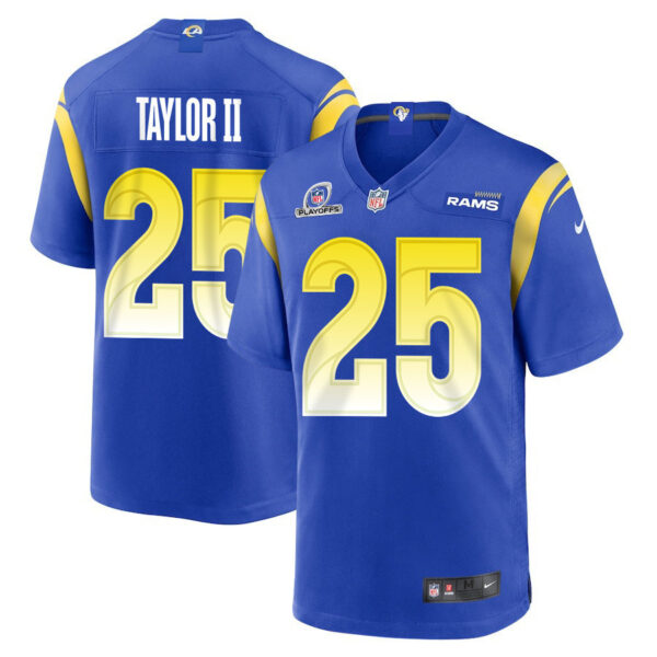 Jason Taylor II 25 Los Angeles Rams 2023 Playoffs Patch Game Men Jersey - Royal