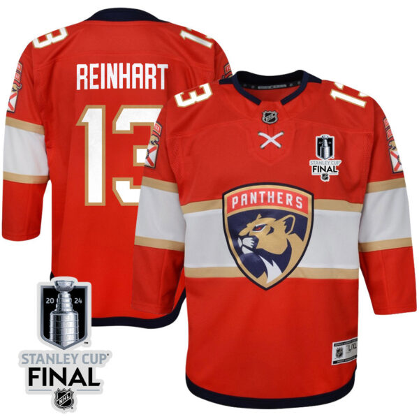 Sam Reinhart 13 Florida Panthers 2024 STANLEY CUP Final Youth Home Breakaway Jersey - Red