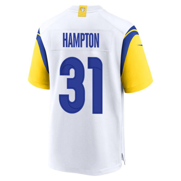 Nick Hampton 31 Los Angeles Rams 2023 Playoffs Patch Game Men Jersey - White