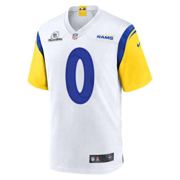 Byron Young 0 Los Angeles Rams 2023 Playoffs Patch Game Men Jersey - White