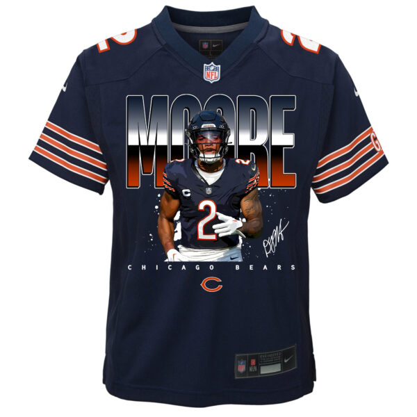 D.J. Moore 2 Signed Chicago Bears Game YOUTH Jersey - Navy