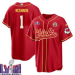 Jerick McKinnon 1 Kansas City Chiefs Super Bowl LVIII Baseball Men Jersey - Red