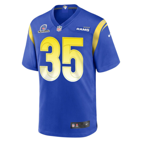 Jacob Hummel 35 Los Angeles Rams 2023 Playoffs Patch Game Men Jersey - Royal