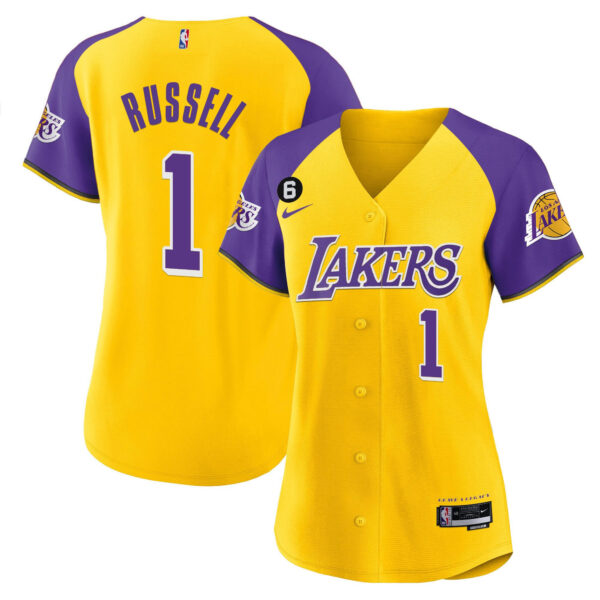 D'Angelo Russell 1 Los Angeles Lakers Alternate Baseball Jersey - Gold