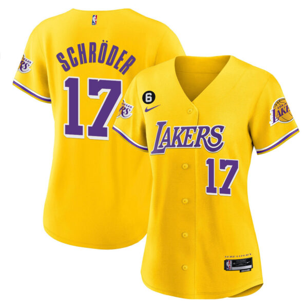 Dennis Schroder 17 Los Angeles Lakers Baseball Jersey - Gold