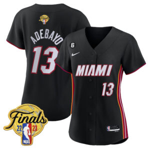 Bam Adebayo 13 Miami Heat 2023 Finals Patch Baseball Women Jersey - Black
